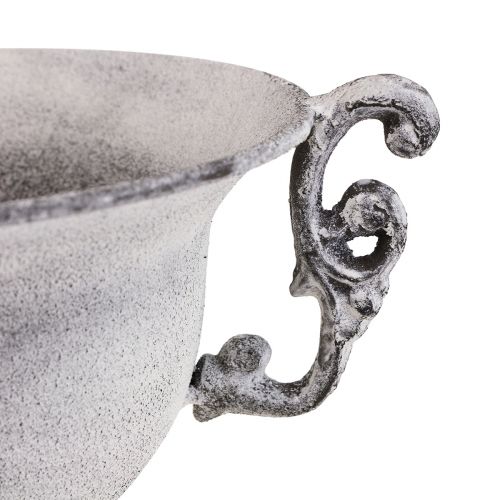 Floristik24 Dekoratív tál fehér mosott díszpohár fém Ø20cm H17,5cm