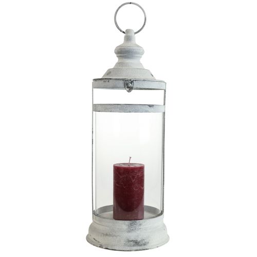 tételeket Deco Lantern Shabby Chic Lámpás fehér fém Ø15cm H46cm