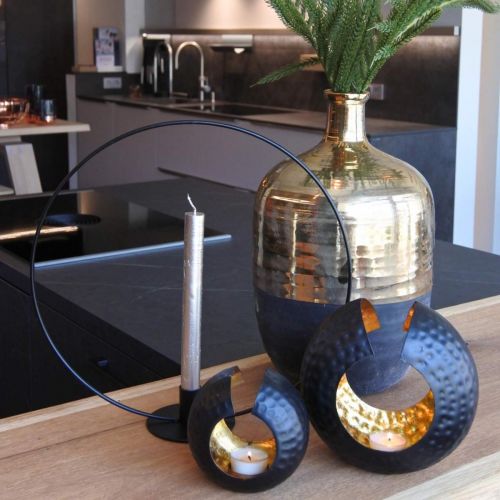 Floristik24 Dekoratív váza Fekete/Arany Virágváza Kerámia Ø18cm H29cm