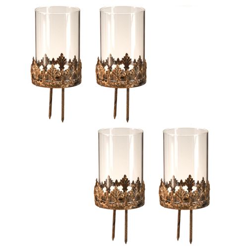 Floristik24 Gyertyatartó üveggel antik megjelenésű arany Ø5,5cm 4 db