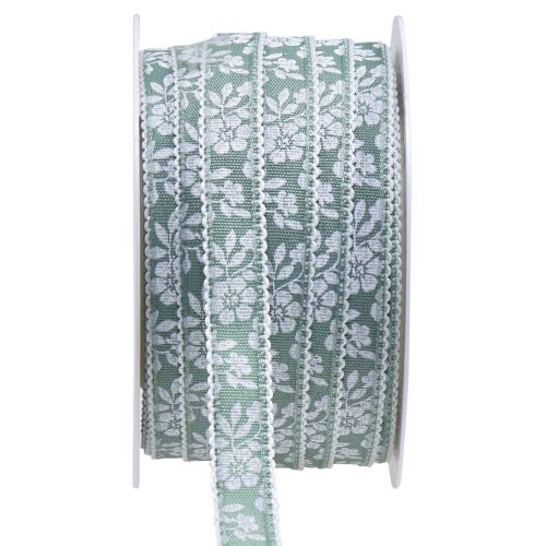 Floristik24 Ajándék szalag virág díszítő szalag pasztell zöld 15mm 25m