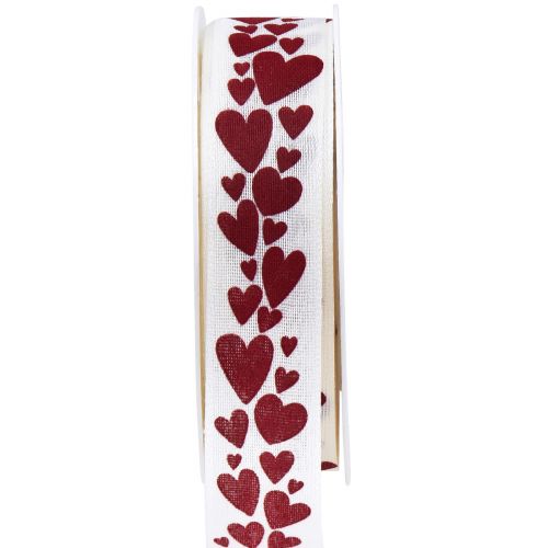 Floristik24 Ajándék szalag dekoratív szalag piros szívek 25mm 18m