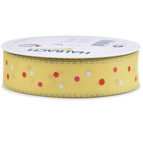 tételeket Ajándék szalag pöttyös szalag sárga 25mm 18m