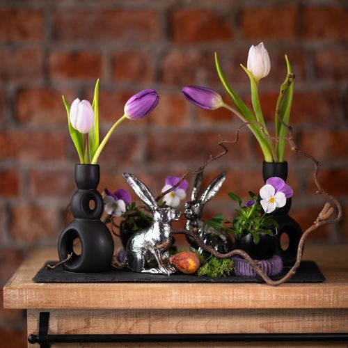 tételeket Gyertyatartó Kerámia Gyertyatartó Fekete H13cm 2 Db