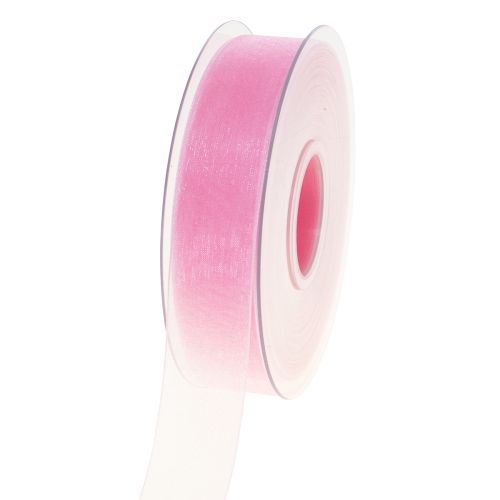 Floristik24 Organza szalag ajándék szalag rózsaszín szalag szegély 25mm 50m