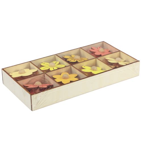 tételeket Fa virágok függő dekoráció fa nyári dekoráció sárga 4,5cm 24 db