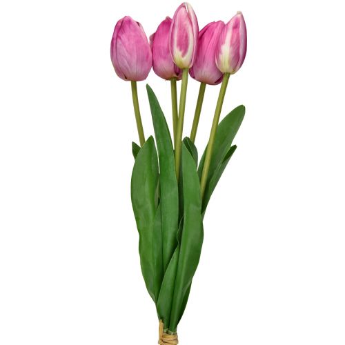 Floristik24 Pink Tulipán Dekoráció Real Touch Művirágok Tavaszi 49cm 5 db