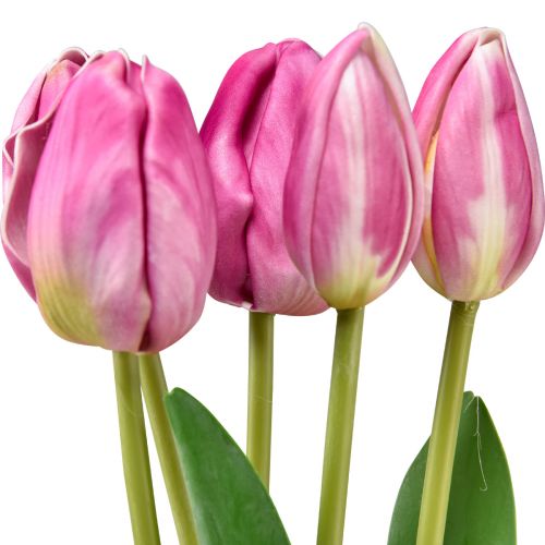 Floristik24 Pink Tulipán Dekoráció Real Touch Művirágok Tavaszi 49cm 5 db