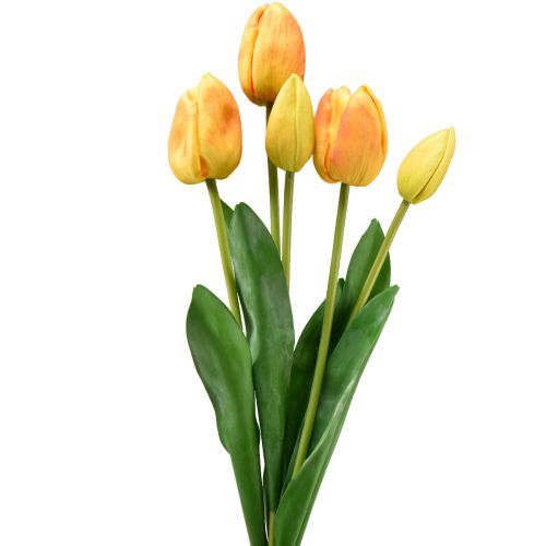 tételeket Narancssárga tulipán dekoráció Real Touch művirágok 49cm 5db