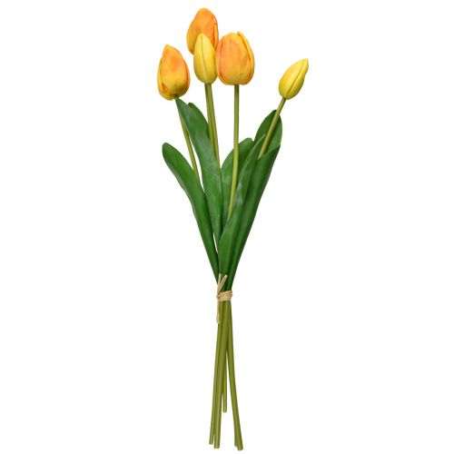 Floristik24 Narancssárga tulipán dekoráció Real Touch művirágok 49cm 5 db