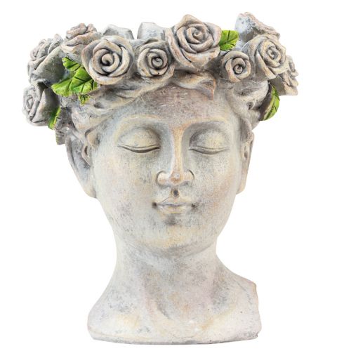 Virágcserép arc női mellszobor növényfej beton megjelenés H18cm