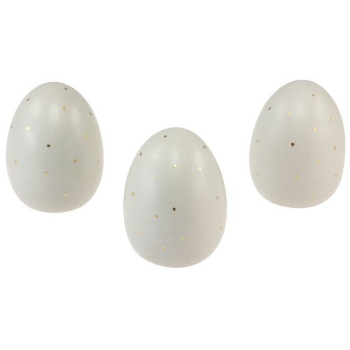 tételeket Kerámia húsvéti tojás dekoráció szürke arany pöttyökkel 8,5cm 3db
