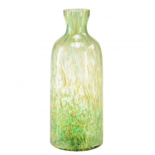 Dekoratív váza üveg virágváza sárga zöld mintás Ø10cm H25cm