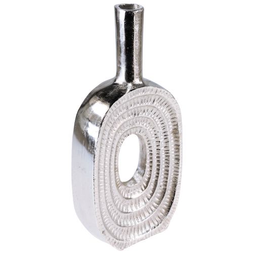 Floristik24 Dekoratív váza ezüst fémváza csigaház spirál H31cm