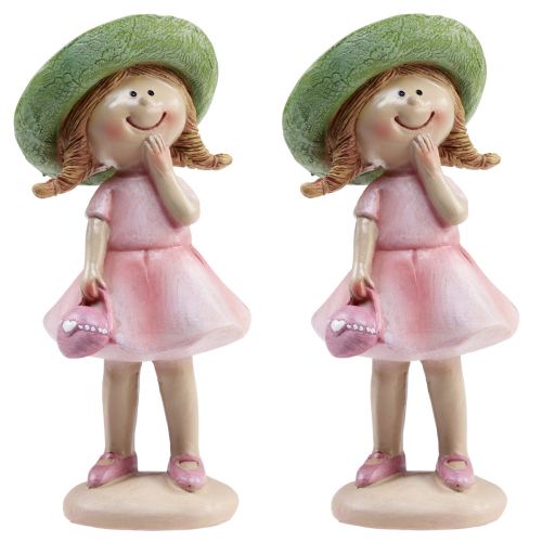 tételeket Díszítő figurák lány sapkás rózsaszín zöld 6,5x5,5x14,5cm 2db