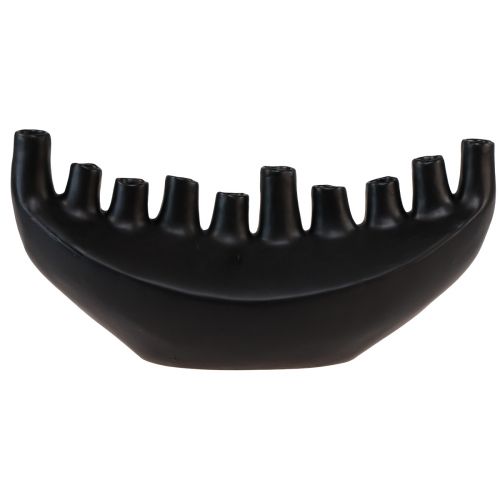 Floristik24 Váza kerámia hajó asztaldísz fekete absztrakt modern H15cm