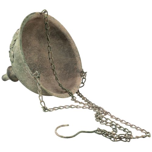 Floristik24 Dekoratív fémtál az antik zöld rozsda felakasztására Ø20cm