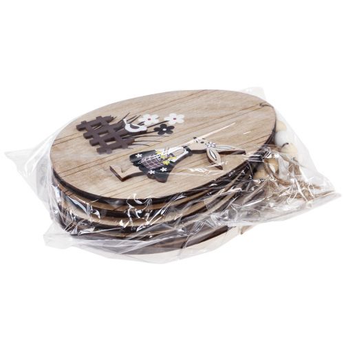 tételeket Húsvéti tojás akasztható fa tojás nyuszi natúr fehér 10cm 6db