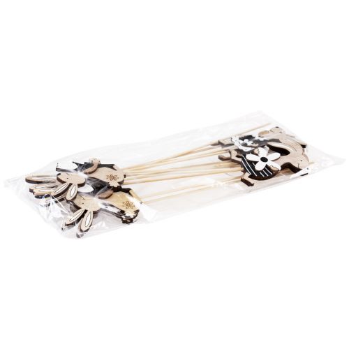 tételeket Virágdugó Húsvéti nyuszi fekete fehér natúr H9cm 12 db