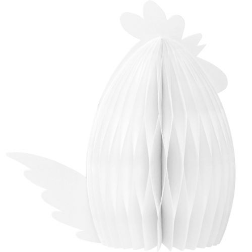 Dekoratív csirke méhsejt papír díszítő figura fehér 28,5x15,5x30 cm