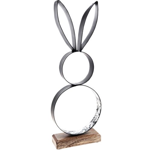 Húsvéti nyuszi dekoratív fém gyűrű fa talppal 21×55cm
