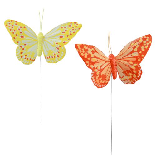 Floristik24 Dísz pillangók dróttollan narancssárga 7×11cm 12db