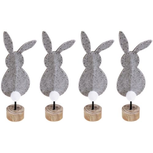Állvány asztaldísz Húsvéti nyuszi dekoráció filc szürke 28,5cm 4 db