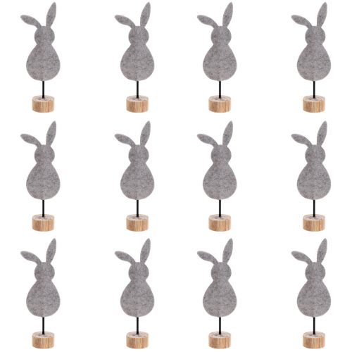 tételeket Állvány asztaldísz Húsvéti nyuszi dekoráció filc szürke 19cm 12 db