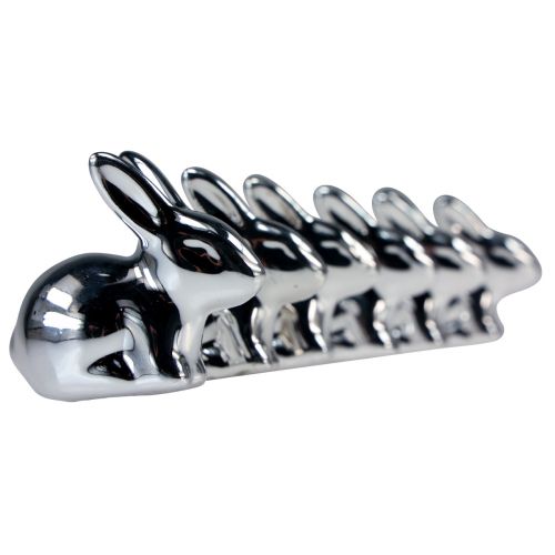 Floristik24 Húsvéti nyuszik kerámia ülőfém kinézet ezüst 5,5cm 6db