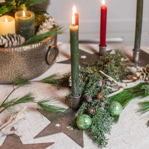 tételeket Fém díszítő csillag, kúpos gyertyatartó karácsonyi ezüsthöz, antik megjelenés 20cm × 19,5cm