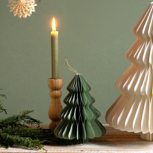 tételeket Papír karácsonyfa menta színű, ezüst csillámos dekoráció, magasság 20 cm, 5 darabos szett