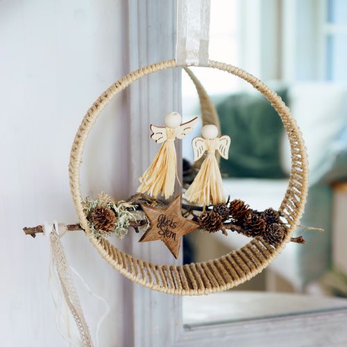Floristik24 Dekoratív juta akasztógyűrűk Ø 29cm – natúr design kreatív faltervezéshez 2 db