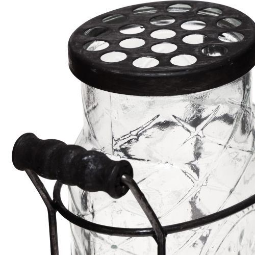 Floristik24 Üvegváza fedővel, kulacstartóval 16,5×8,5×18,5 cm