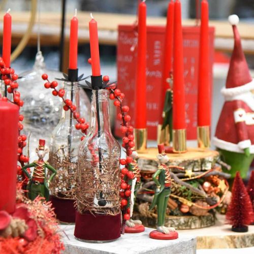 Floristik24 Gyertyatartó palackhoz fekete üveg, fém Ø6,5cm H25,5cm