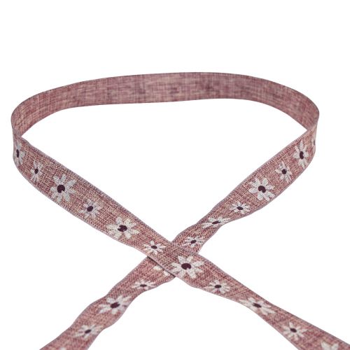 tételeket Díszítő szalag virágok ajándék szalag bor vörös bézs 15mm 15m