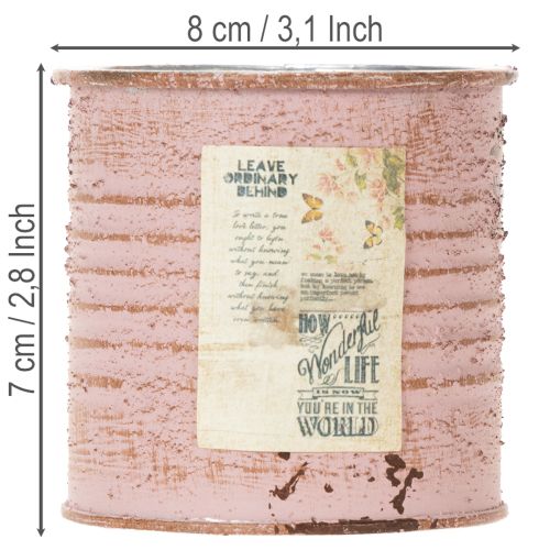 tételeket Virágcserép díszes fémből, kerek, antik rózsaszín, Ø8cm, M7.5cm