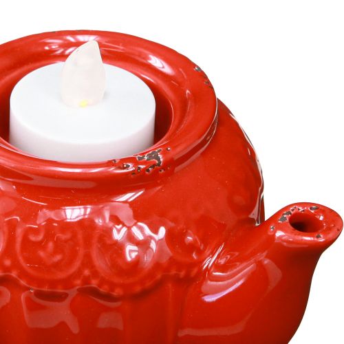 tételeket Gyertyatartó kerámia piros teáskanna dekoráció 15,5×9,5×8cm 3 db
