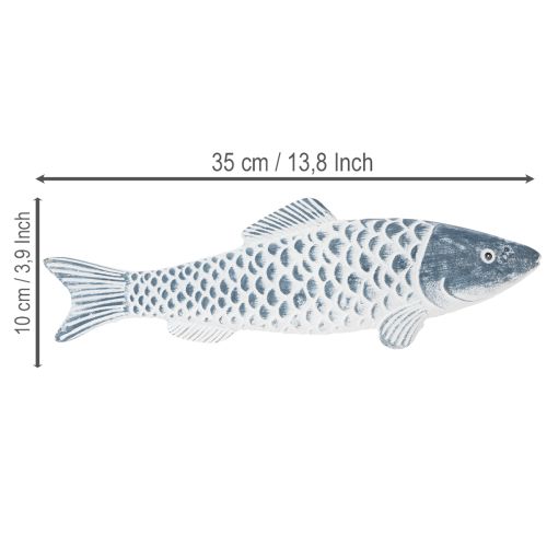Kék és fehér fa hal, haldíszítés, faliszt, 35 cm, 1 darab | Floristik24.hu
