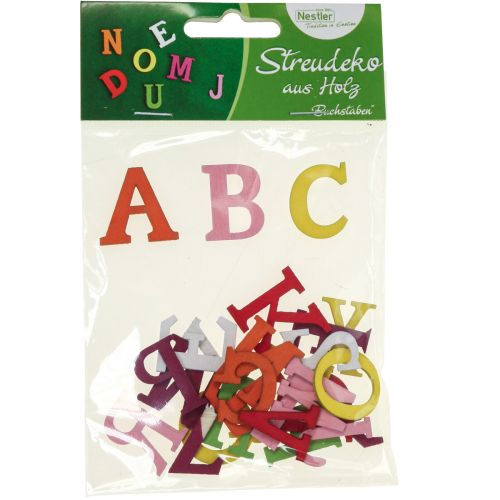 Floristik24 Iskolai asztaldísz, iskolai szórt dekoráció, fa betűk színes 2,5cm 26 db