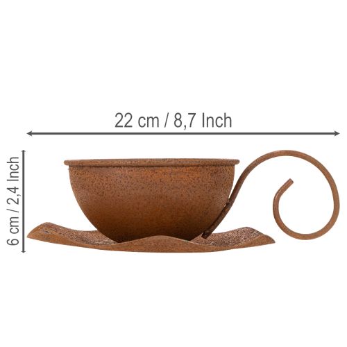 Vintage rozsdaszínű kaspó és csészealj, Ø17.5cm M6cm | Floristik24.hu