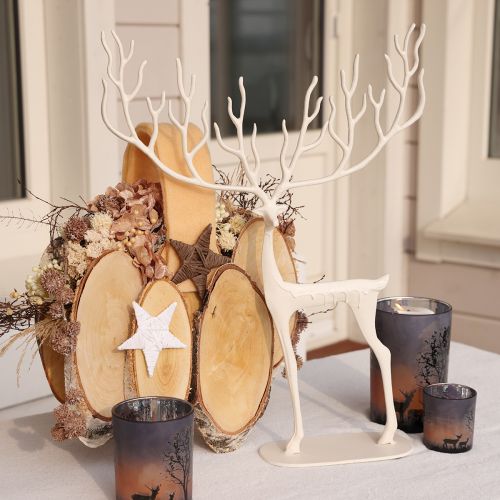 Floristik24 Nagy rénszarvas dekoráció fém karácsonyfadísz fehér M58cm