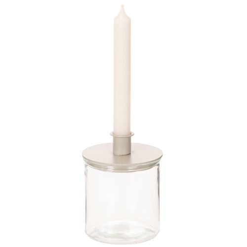 Kerek, krémszínű gyertyatartók kúpos gyertyákhoz, asztaldísz, 10 cm, 2 darab | Floristik24.hu