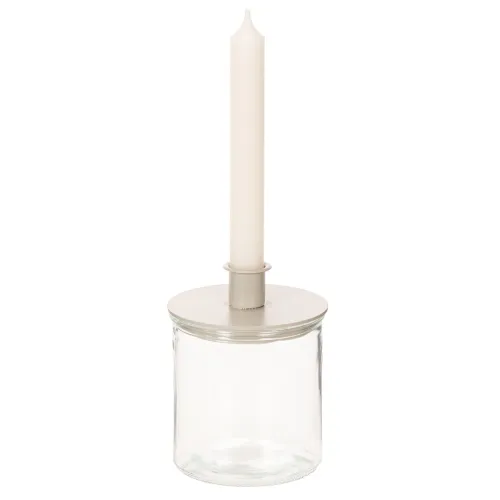 Üveg mécsestartó, kerek, átlátszó üveg, sokoldalú, 12 cm, 2 darab | Floristik24.hu