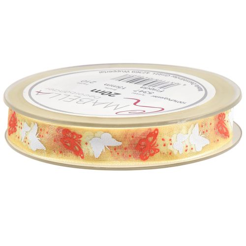 tételeket Organza szalag pillangós szalag sárga 15mm 20m