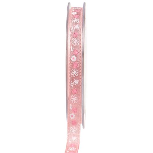 Floristik24 Ajándék szalag virágok dekoratív szalag rózsaszín szalag 10mm 15m