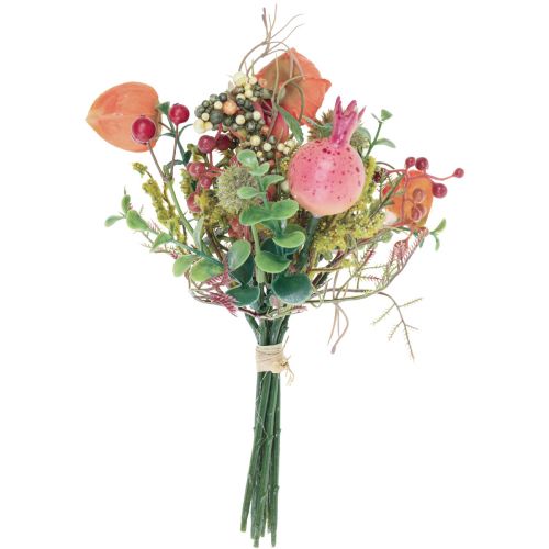 Floristik24 Művirág csokor fizalis földgömb bogáncs gránátalma dekoráció 21cm