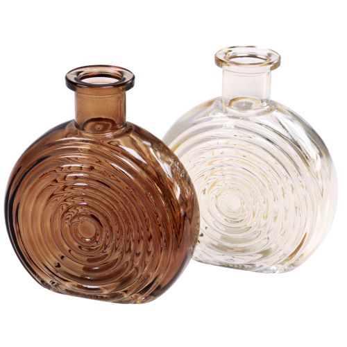Floristik24 Üvegvázák retro mini vázák üvegbarna bézs H13,5cm 2db