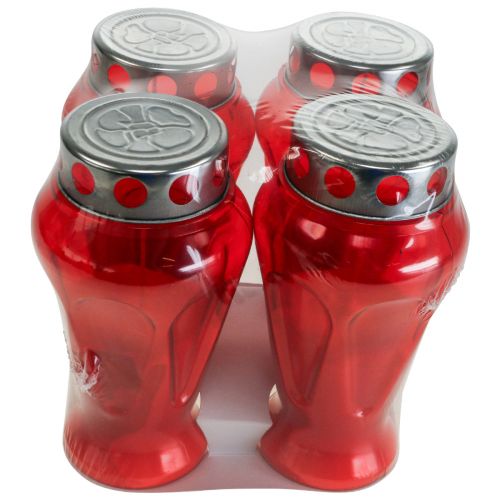 tételeket Sírgyertyák piros csepp gyászlámpák Ø9cm H17cm 4 db