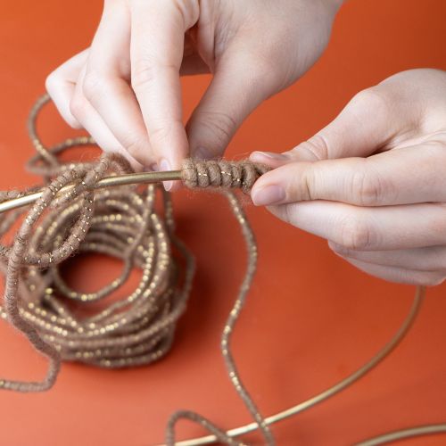 tételeket Barna gyapjúzsinór arany cérnával, 5m x 5mm dróttal, díszítéshez és kézműveskedéshez