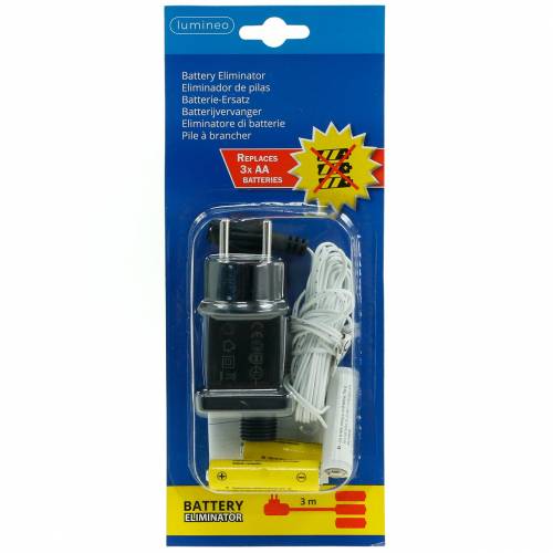 Floristik24 Akkumulátor adapter fehér 3m 4,5V 3 x AA